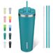 BJPKPK 780 ml Tumbler met deksel en stro roestvrij staal reizen koffiemok geïsoleerde bekers cups, Laguna