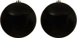 Decoris Kerstbal - 2x - Zwart - Groot - 20 cm - Kunststof - Glans