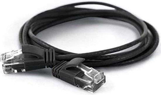 wantec Wire Extra dunne patchkabel CAT.6 UTP, lengte 0,1 m, zwart
