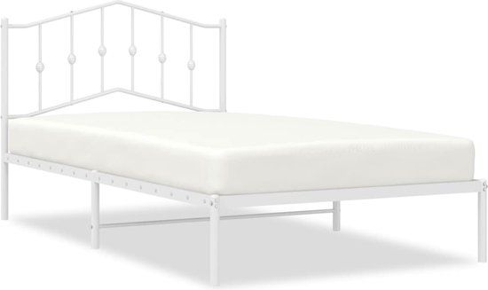 VidaXL Bedframe met hoofdbord metaal wit 107x203 cm