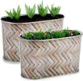 Arte r Plantenpot/bloempot teil- 2x - zink - bruin - L22,5 x D11,5 x H12 cm