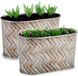 Arte r Plantenpot/bloempot teil- 2x - zink - bruin - L22,5 x D11,5 x H12 cm