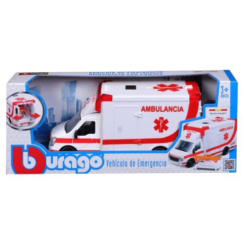 Bburago Ambulance met Camilla miniatuur, realistische replica, noodvoertuig met alle soorten details, vanaf 3 jaar