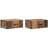 Vidaxl Ensemble de 2 tables de chevet murales bois ancien 49 x 34,5 x 20 cm