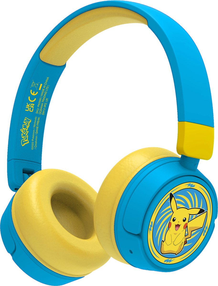 OTL Technologies Pokémon Pikachu - draadloze junior koptelefoon - volumebegrenzing - microfoon - inklapbaar - lange speeltijd blauw, geel