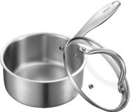 Vevor Kookpot Braadpan Steelpan 1,42L met Glazen Deksel, Roestvrij Staal, Zilver