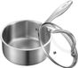 Vevor Kookpot Braadpan Steelpan 1,42L met Glazen Deksel, Roestvrij Staal, Zilver