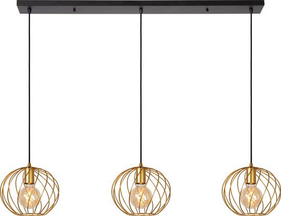 Lucide DANZA - Hanglamp - 3xE27 - Mat Goud / Messing