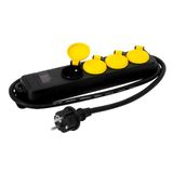 Stekkerdoos, 4 stopcontacten, 16 A+T, IP 44, waterdicht, met inter, kabel HO7RN-F, 1, 30 m