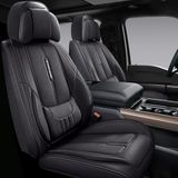NS YOLO Lederen autostoelhoezen, volledige set, kunstleder, auto-voertuig, kussenhoes, universele pasvorm voor auto's, SUV's, pick-up truck in auto-interieuraccessoires (zwart)