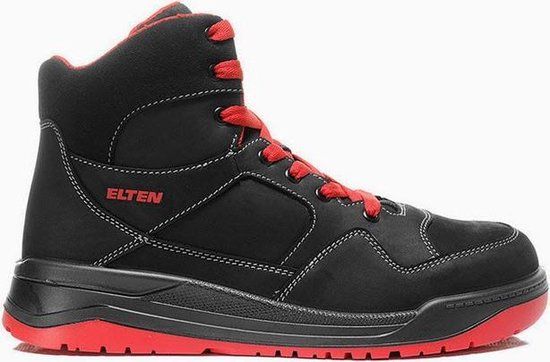 ELTEN MAVERICK Black-Red Mid ESD S3 - Unisex Werkschoenen - Maat 45