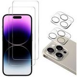 Phonillico® Gehard glas voor iPhone 15 PRO en camerabescherming [Pack 2]