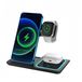 AjieQaQ 3-in-1 draadloos laadstation 15 W, opvouwbare oplader met LED-nachtlampje voor iPhone, Apple Watch en AirPods