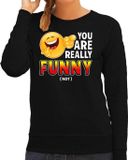 Bellatio Decorations Shoppartners Bv Funny emoticon sweater You are really funny - not- zwart voor dames - Fun / cadeau trui M