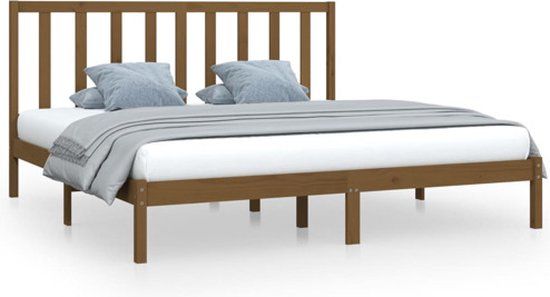 vidaXL Bedframe massief grenenhout honingbruin 200x200 cm