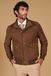 D'Arienzo Bomber cuir daim taupe avec boutons poches appliquées, Taille 54/XXL, Couleur Taupe