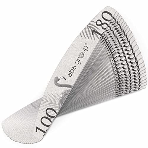 ABA GROUP 25 stuks professionele nagelvijl halve maan flamingo, 100/180 standard, duurzaam, voor eenmalig gebruik, nagelvijlset, gemaakt in de EU