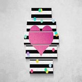 Homemania Hartfoto, 5 stuks, liefde, voor woonkamer, slaapkamer, meerkleurig, 100 x 3 x 60 cm, HM205PKNV-291, polyester, hout