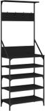 vidaXL Kledingrek met schoenenrek 70x34x184 cm zwart