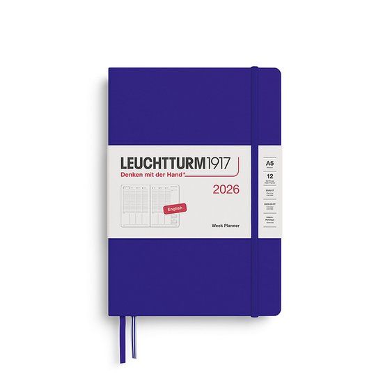 Leuchtturm Weekplanner Agenda 2026 - 21x15 cm - Ink Blauw