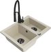 Mexen Carlos granieten gootsteen 1,5-kamer met keukenkraan Aster, beige