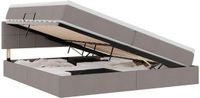 vidaXL LED opbergbed met matras Taupe 200 x 200 cm Stof