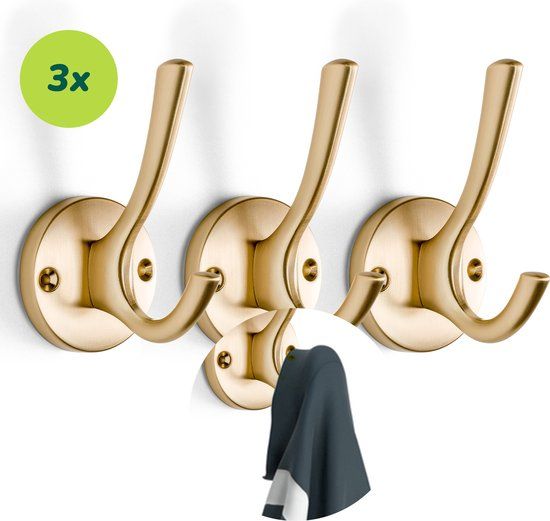 XIVADA Kapstokhaak Goud - Set van 3
