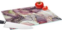 KitchenYeah Glazen Snijplank - 39x28 cm - Goud - Antibacterieel - Anti-slip - Rechthoekig
