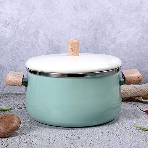 JMAHM Stockpot - Non Stick - Wooden Handle - Large Capacity - Green
