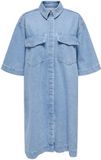 ONLY ONLSOPHIE S/S OVERSIZE DRESS DNM SIK Dames Mini jurk XS Katoen Denim Lichtblauw