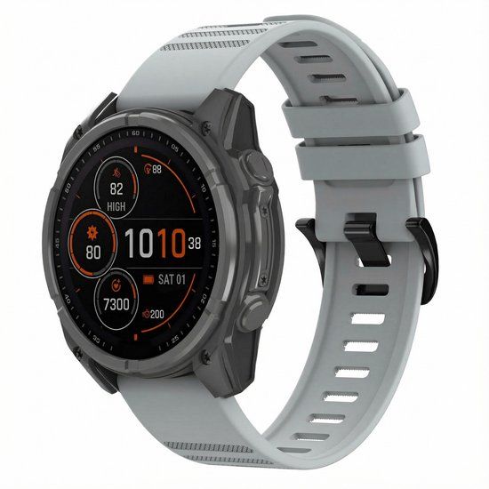 imoshion Stripe Siliconenbandje - Geschikt voor Garmin 22 mm aansluiting - Grijs