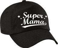 Bellatio Decorations Super mama moederdag cadeau pet / baseball cap zwart voor dames