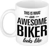 Bellatio Decorations Awesome biker cadeau mok / verjaardag beker 300 ml