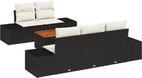 vidaXL Tuinbank Set 6-delig Zwart Polyrotan