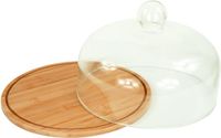 Relaxdays Taartplateau met stolp - 28 cm - bamboe