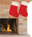 Henbrandt Kerstsok - 2x - rood - 20 x 41 cm - polyester - cadeau sokken