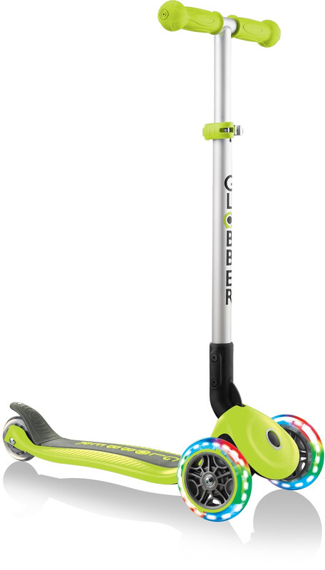 Globber Primo Foldable Lights Scooter with battery-free LED wheels Kids green