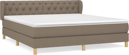 vidaXL Boxspring met matras stof taupe 160x200 cm