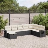 Maison Exclusive - Ensemble de meubles de jardin 8 pièces avec canapé et coussins, noir, en polyrotin