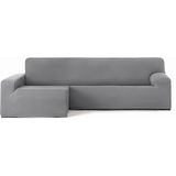 ECOMMERC3 Bankhoes voor chaise longue, lange mouw links, bi-elastisch, ademend, hoes voor chaise longue, grijs, met elastieken en schuimstoffen, bescherming tegen slijtage