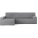 ECOMMERC3 Bankhoes voor chaise longue, lange mouw links, bi-elastisch, ademend, hoes voor chaise longue, grijs, met elastieken en schuimstoffen, bescherming tegen slijtage