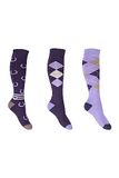 HKM Rij sokken Cardiff - set van 3 - paars/violet - 30/34