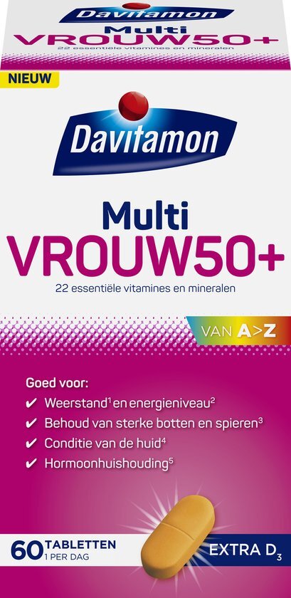 Davitamon Multi Vrouw 50+ - 22 essentiële vitamines en mineralen - 60 tabletten