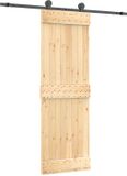 vidaXL Schuifdeur Naturel en Zwart 70 x 210 cm Massief Pine Hout