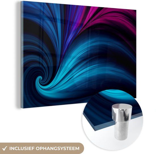 MuchoWow® Glass Painting 150x100 cm - Acrylic Glass Painting - Abstract Background with Peacock Colors - Photo on Glass - Paintings
