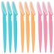 Merkloos Gezichtsscheermesje - Wenkbrauwscheermesje - RVS - Set van 9 - Blauw, roze en oranje - Met beschermdopje