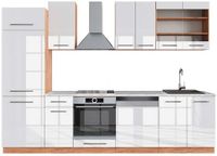 Vicco Fame-Line Complete keukeneenheid – 300 cm, WB Marmer Wit hoogglans/goud power eiken
