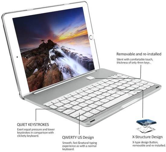 iEGrow iPad 2018 toetsenbord hoes zilver