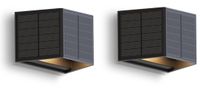 Calex Caserta Solar Wandlamp - 2 Stuks - Up & Down Tuinverlichting - Zonne-energie - Warm Wit Licht - Zwart