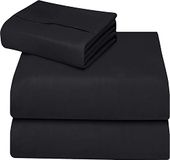 ComfyWell Eenpersoons hoeslaken - eenpersoons bed met diepe zak (35 cm) - Zacht geborstelde microvezelstof, zwart beddengoed, krimp- en vervagingsbestendig, eenpersoons (65 x 95 cm), zwart